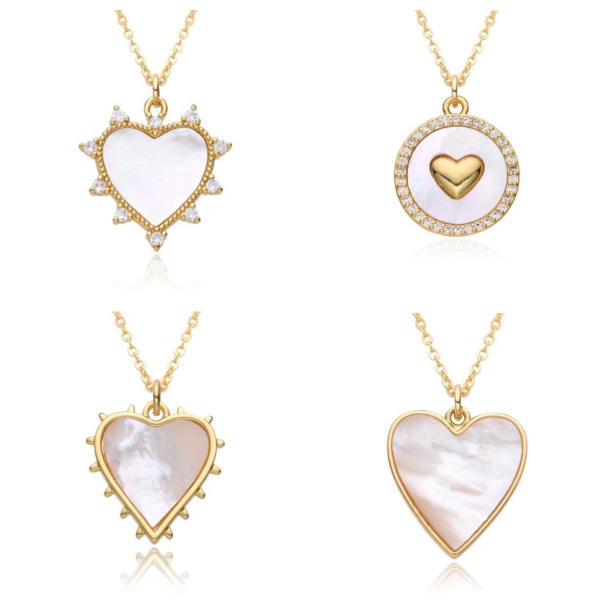 Copper Pendant Material Copper Inlay Heart Shape Zircon Pendant Necklace