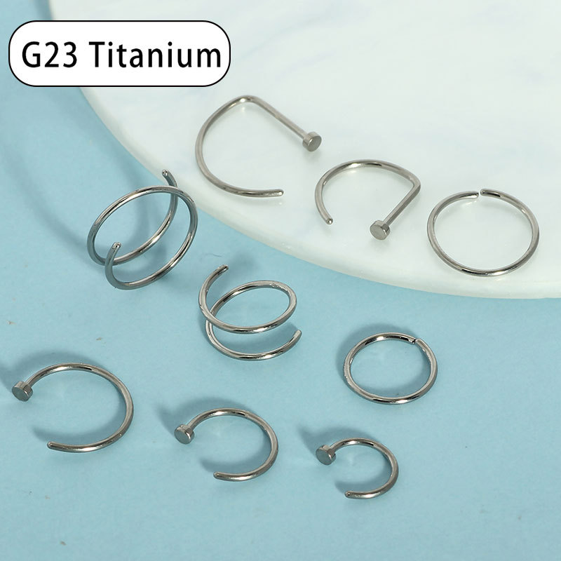 G23 Titanium Nose Ring Lip Ring 20G Thin Rod Basic C Curve Nose Stud - 1 Piece detail image 4