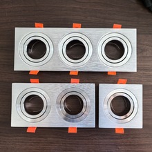 拉丝方形单头双头三头射灯套件外壳杯架嵌入式led格栅灯可调角度