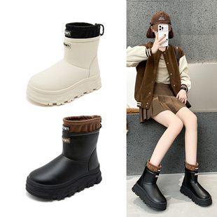 Women's thick-soled snow boots 2024 new winter fleece-lined thick bread boots waterproof non-slip outdoor warm cotton shoes