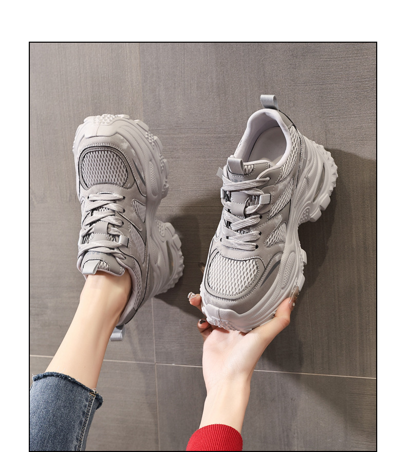 Giày sneaker nữ chunky đế dày lưới thoáng khí tăng chiều cao — màu tím chi tiết 14