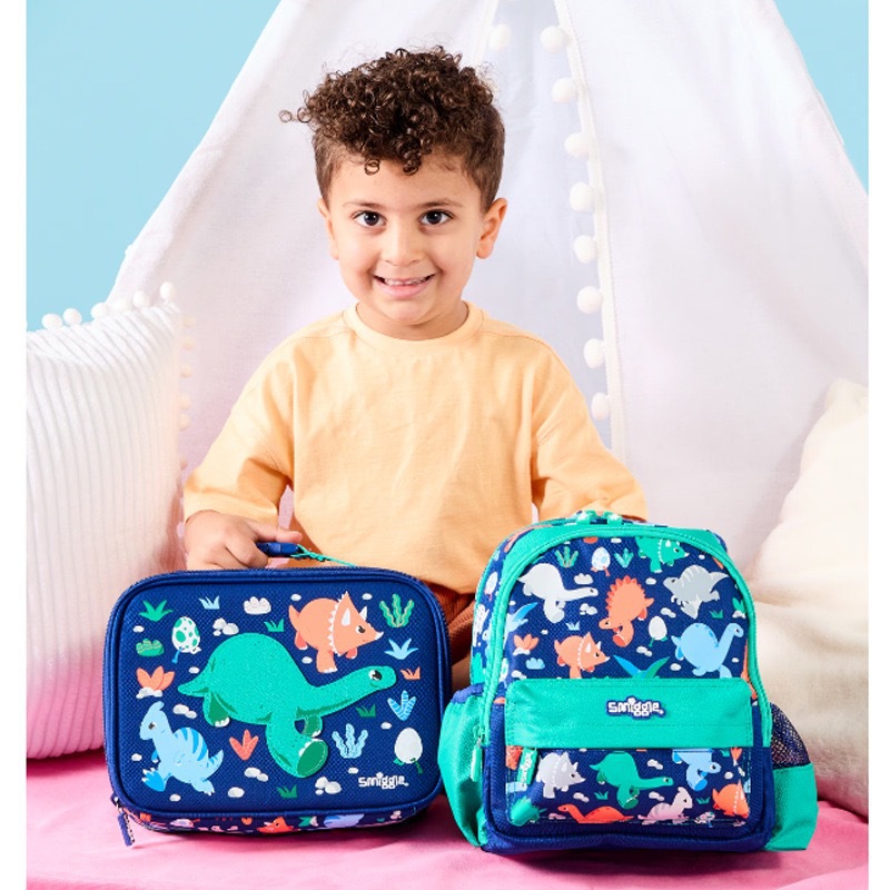 Australia smiggle mochila escolar escuela primaria kindergarten clase grande nuevo dinosaurio dibujos animados bebé mochila bolsa de comida