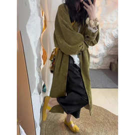 秋冬季新款法式高级小众设计感韩版炒色复古灯芯绒风衣外套女禅修