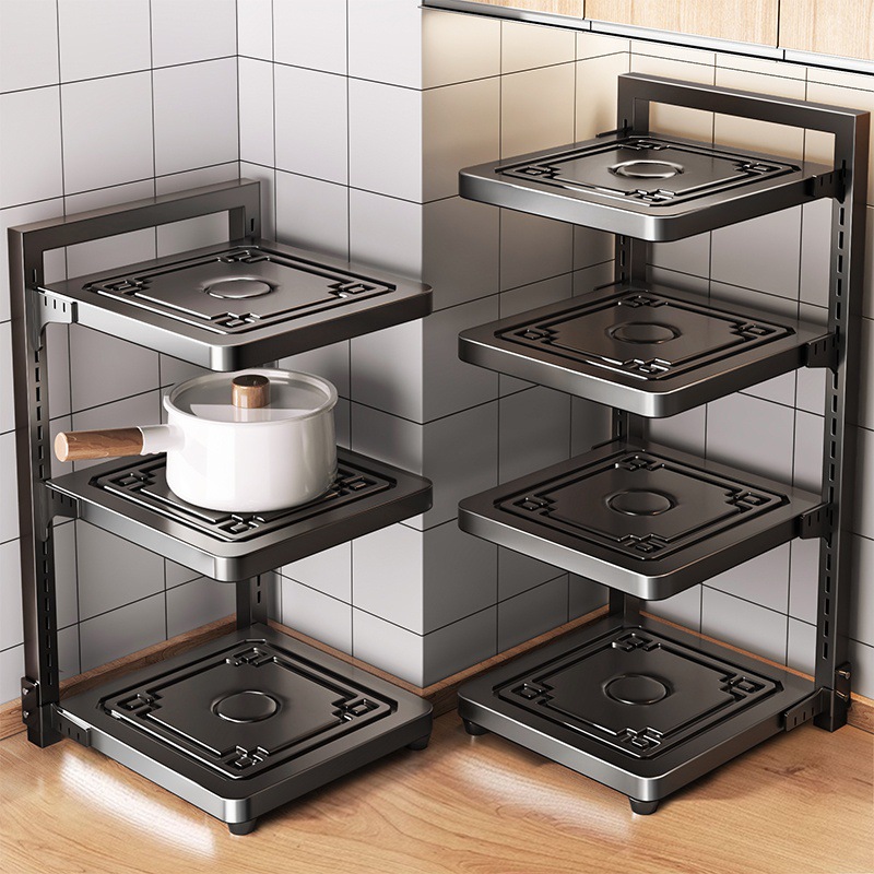 2025 Kitchen Storage Rack Countertop Cabinet Cabinet Storage Dual-Purpose Pot Rack Corner Layered Stove Basin Rack