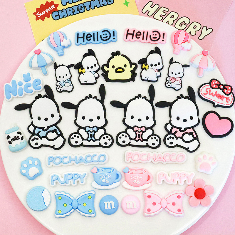 팩카 개 DIY 소프트 접착제 액세서리 휴대 전화 케이스 구멍 슬리퍼 물 컵 보관 상자 장식 패치