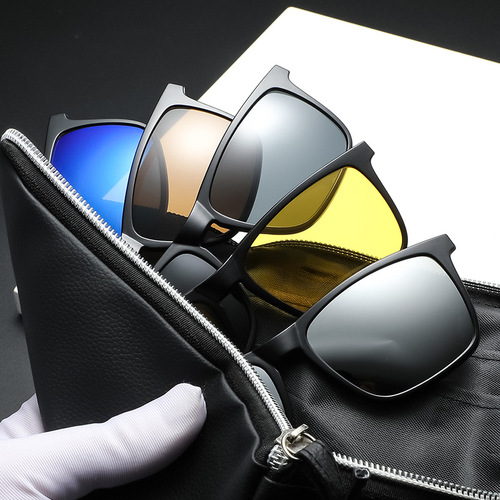 Sports Riding Set of 5 Pairs Sunglasses for Men and Women, Magnetic, Anti-Slip, Telescopic Leg TR Frame Sunglasses Model 2508