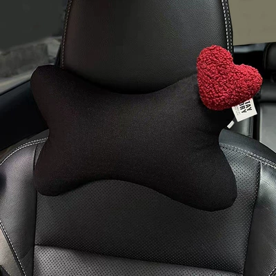 Sürətlər qutusu və əl tormozu başlıqları and Neck Pillow, Cute Women's - ice-silk-style-1-red-heart-shaped-headrest-on-the-right