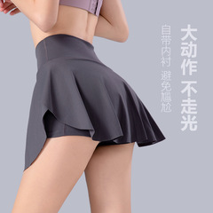 裏地があります。テニススカートのフィットネス運動のショートスカートの女性のフリルのスカートのショートパンツの女性の腰の高いヨガのスカートの夏があります。