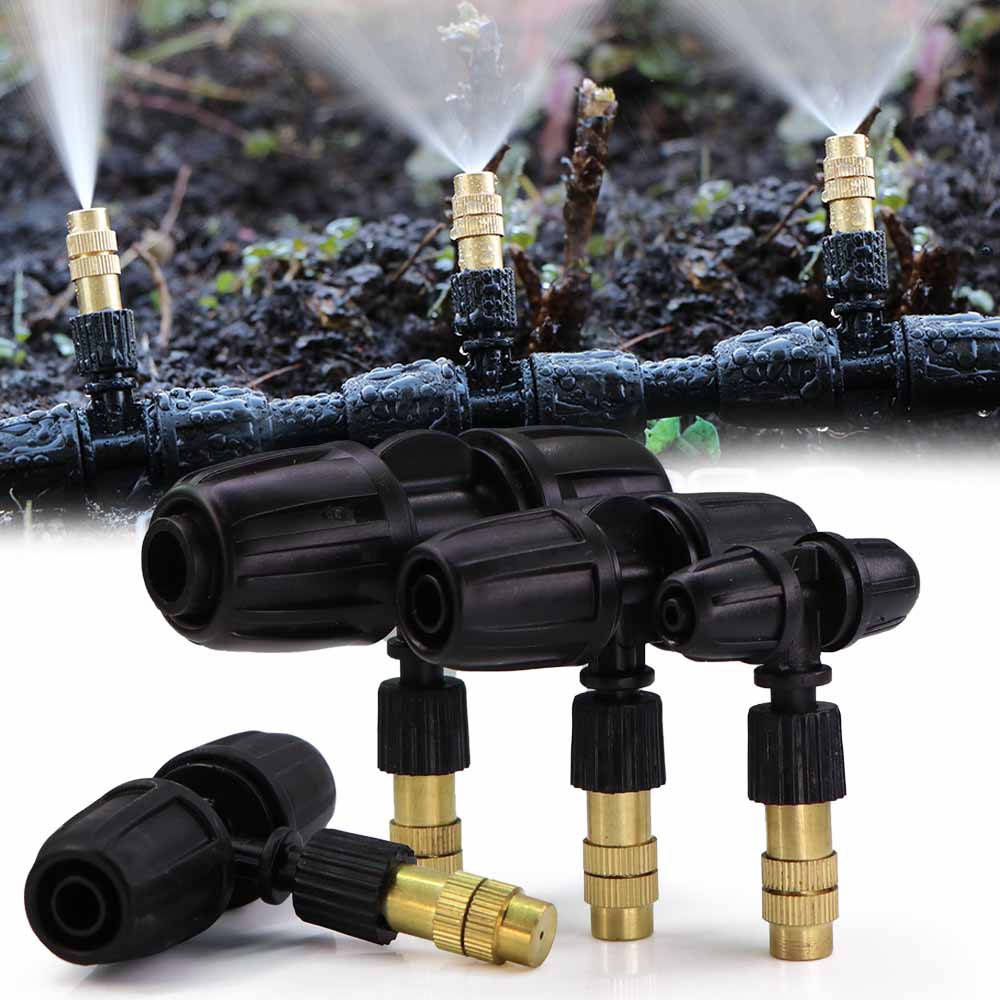 Valla de boquilla de cobre ajustable, enfriamiento y eliminación de polvo, sistema de riego de atomización de micro aspersión, riego automático de jardín, riego de flores, chorro de goteo