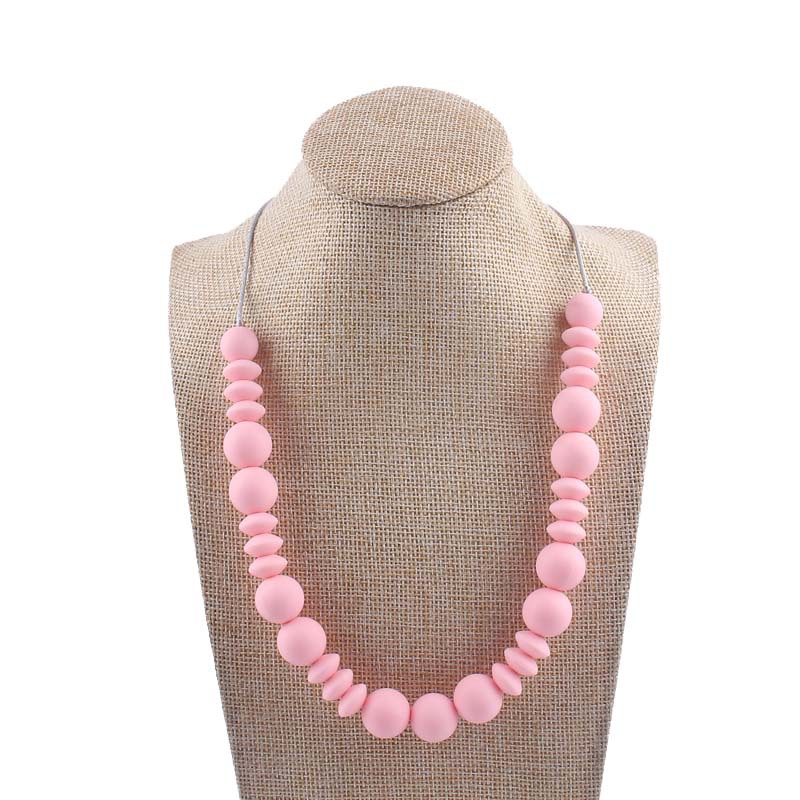 Nuevo bebé molar silicona mordedor collar masticable colgante creativo DIY cuentas redondas espaciador cuentas collar de cuentas