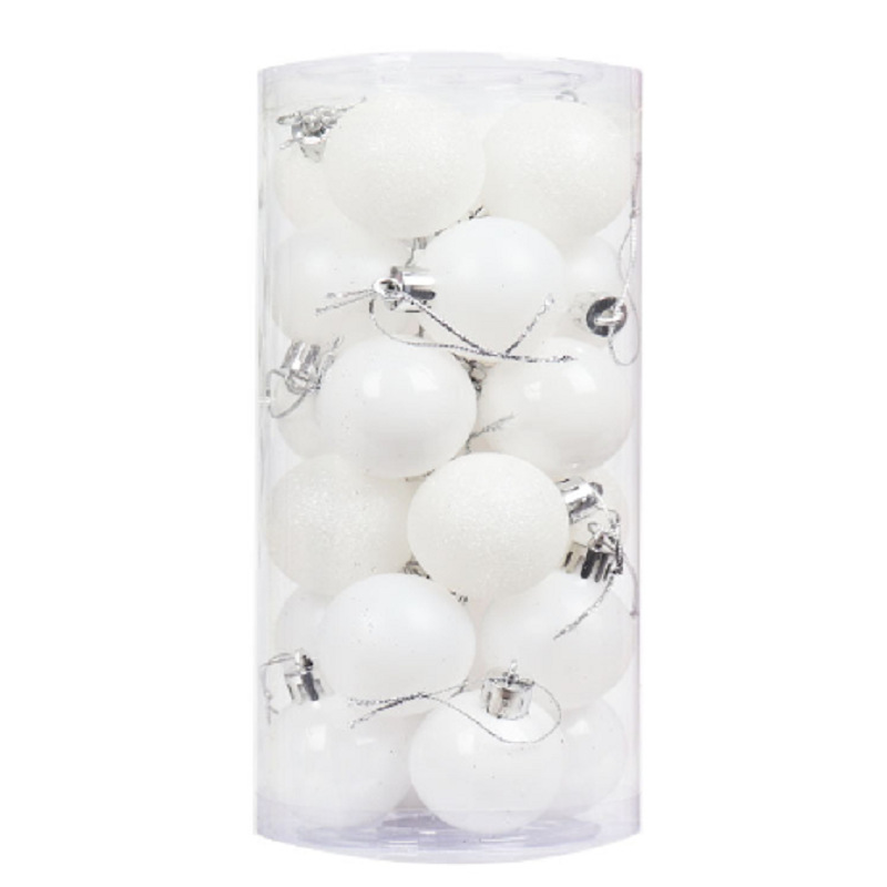 Decoración de árbol de navidad 3cm4cm6cm8cm bola de navidad de barril de plástico galvanoplastia mate bola de polvo brillante 24 paquetes mixtos