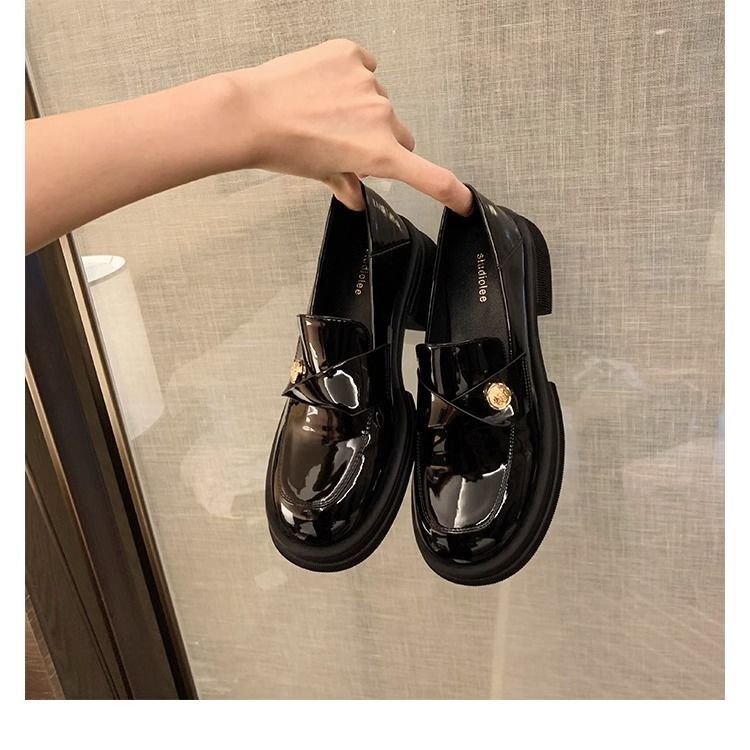 粗跟增高小皮鞋女新款秋季英伦风百搭乐福鞋女厚底软底单鞋|undefined