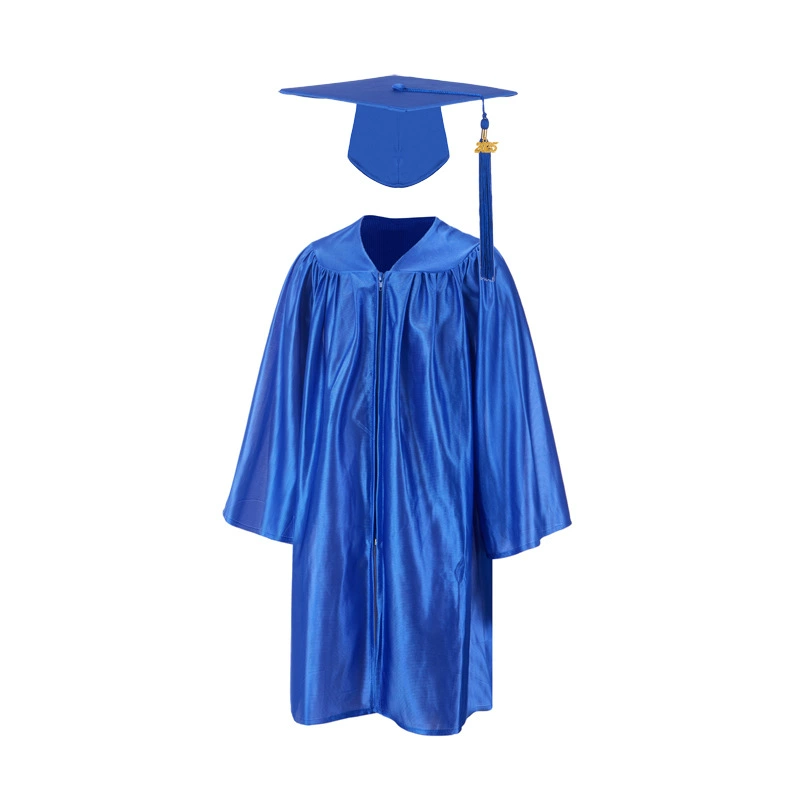 Детский выпускной комплект 2025: вязаный выпускной халат и шапочка, королевский синий цвет, детский выпускной наряд