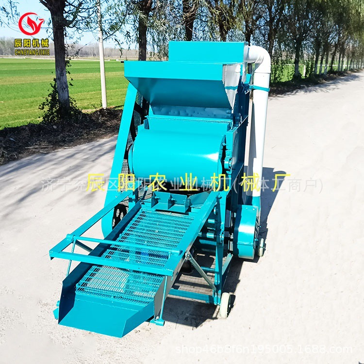 湖北热销电动长果剥壳机自动上料自动二次复脱双工作仓花生脱壳机