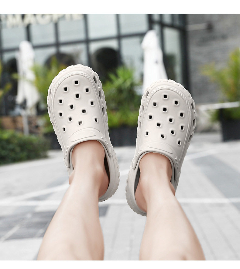 Dép sandal nam bít mũi đế lốp kiểu lỗ thoáng khí, đi biển và sinh hoạt hè — màu kaki, trắng, xám, đen chi tiết 18