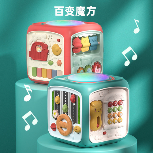 Hexahedral children's early education educational music beat drum 0-1-2 years old baby hand beat drum baby toy 6-8 months