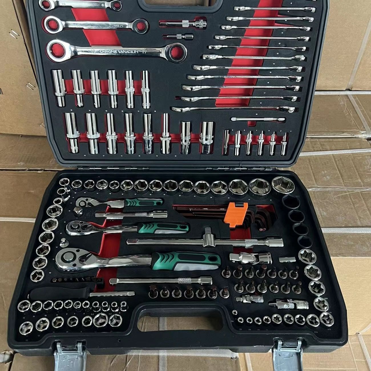 216 conjuntos de herramientas de reparación de automóviles reparación de automóviles llave de manguito conjunto trinquete combinación de llave rápida