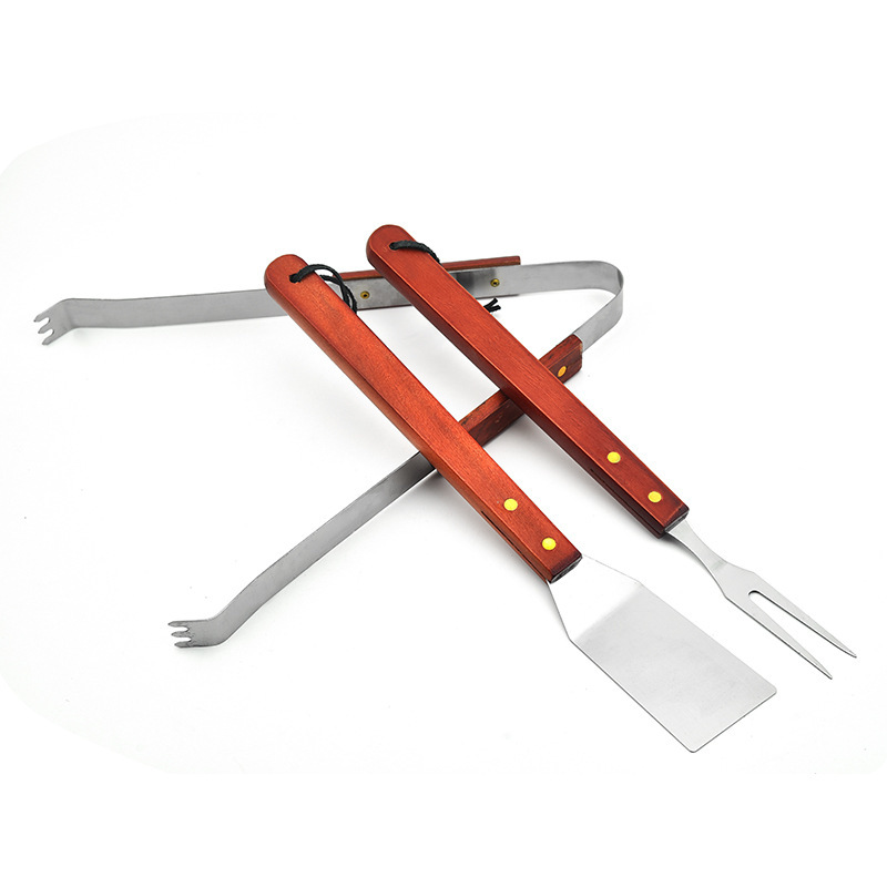 3 piezas de herramientas para el hogar de acero inoxidable de succión de tarjeta de parrilla de madera de horquilla de parrilla de horquilla de parrilla de barbecue