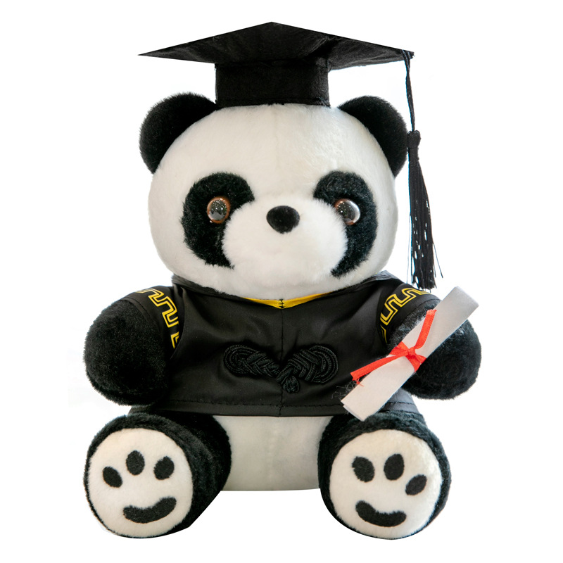Muñeca de graduación con gorra de doctorado, uniforme, panda, regalo universitario, logo personalizado
