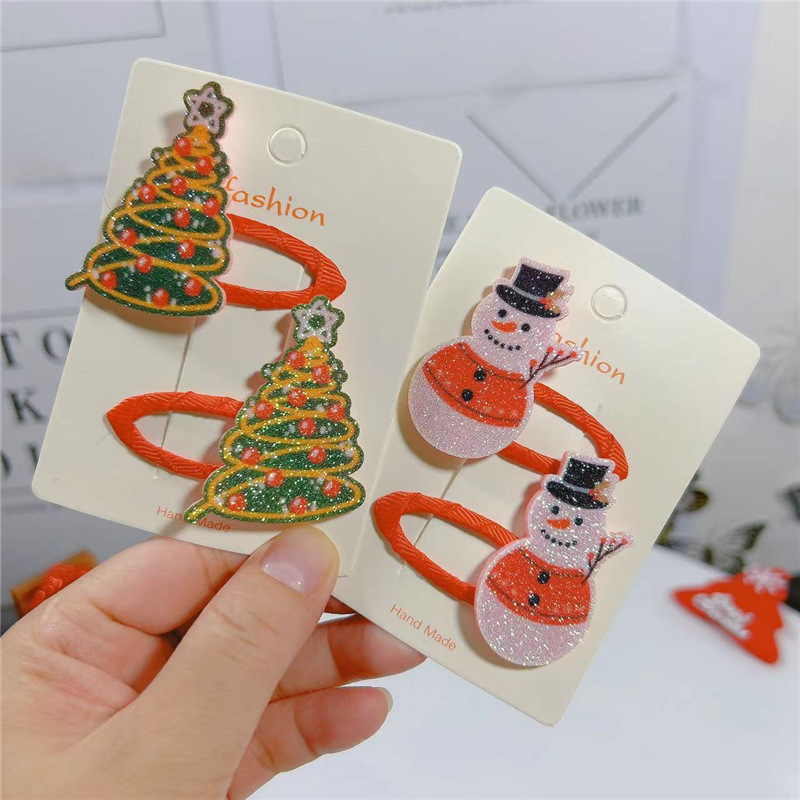 22g Weight Hair Clip Hair Accessories Type 1 Pair Quantity Street Occasion Christmas Festival Cartoon Pattern Girl'S Gender Classic Style Style Christmas Classic Style Girl'S Cartoon Hair Clip 2