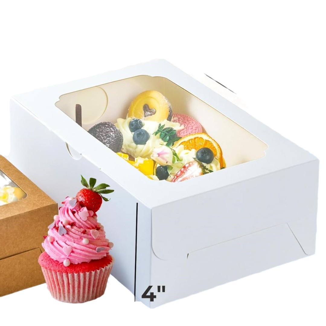 Caja de brownie de 6 cápsulas, caja de muffins de piel de vaca, caja de cupcake, caja de torta, caja de embalaje de nieve,