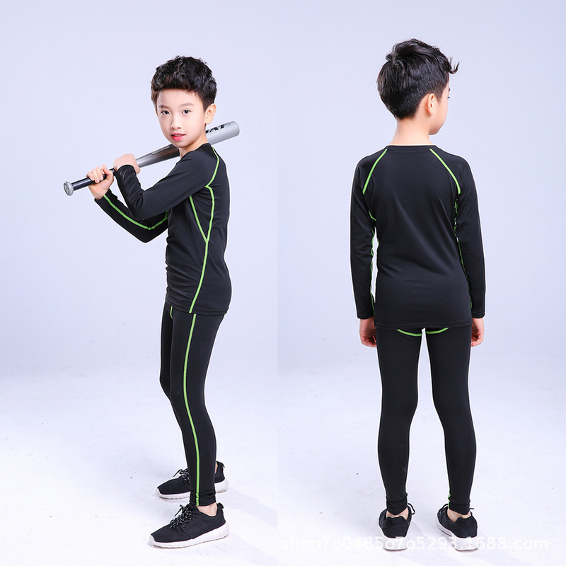 Children's Bodysuit Training Clothes Boys Fitness Clothes Long-Sleeved Basketball Sports Bottoming Quick-Drying Clothes Football Suit Spring