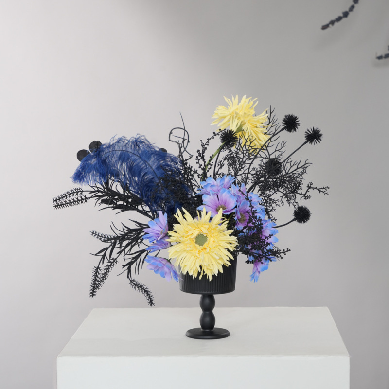 仿真花黑暗色系万圣节假花花材餐桌客厅餐桌花瓶手感装饰花摆件|undefined