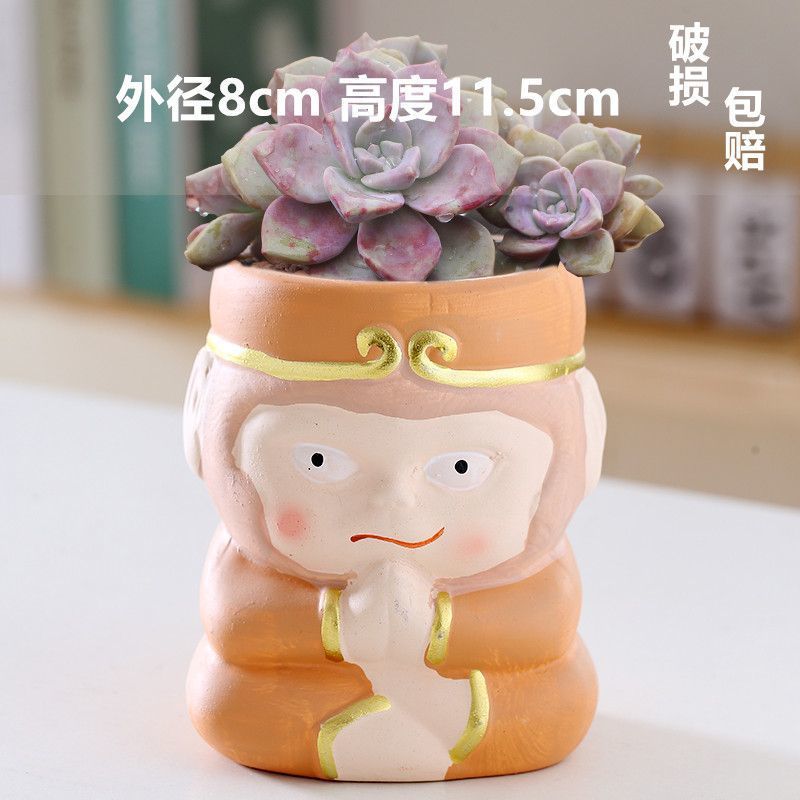 Macetas de cerámica para suculentas con diseño de animales de dibujos animados, pequeño tamaño, para estante de flores en casa, suministro al por mayor