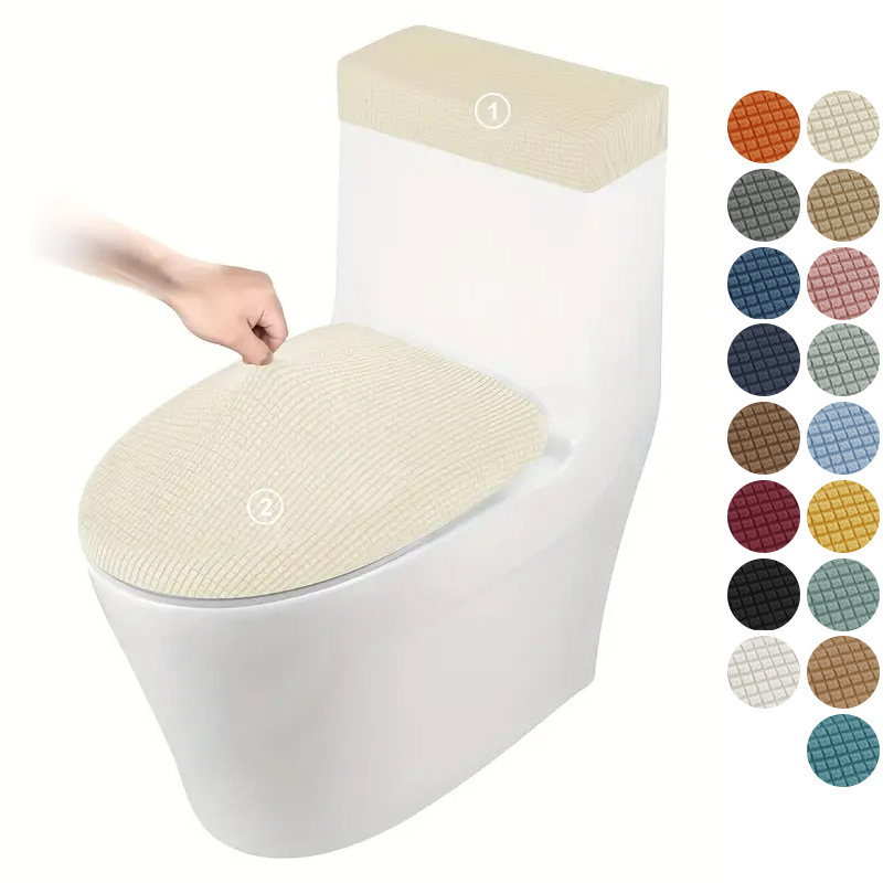Verdickte Toilettensitzbezug aus Maisseide mit Jacquardmuster, Wassertankabdeckung, Hotel- und Hausbedarf, universelle elastische Toilettendeckelbezug