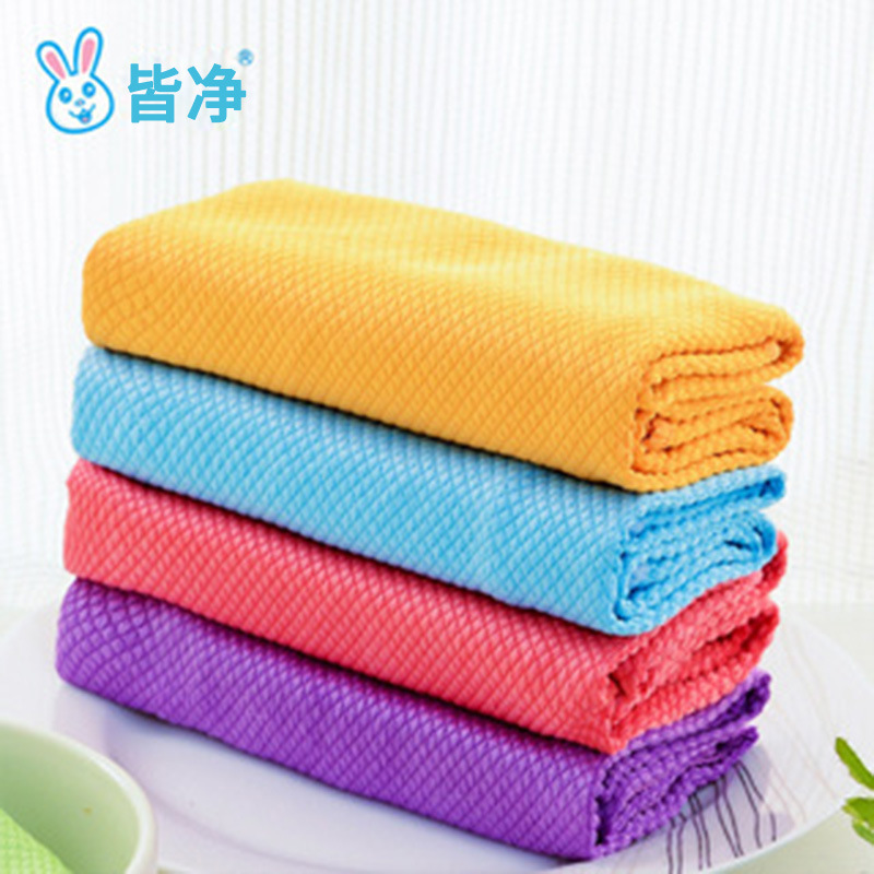 Large Size 4050 Microfiber Cloth Manufacturer Wholesale Absorbent Non-Marking Kitchen Glass Cleaning Cloth Fish Scale Cloth