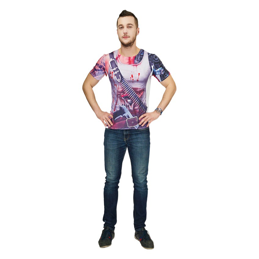 Traje de pirata de Halloween Impresión digital camiseta de los hombres mascarada cos fiesta traje de pirata