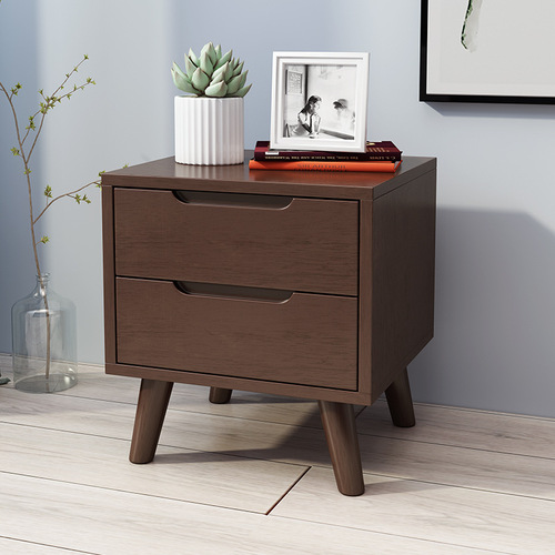 Solid Wood Nordic Bedside Table Simple Minimalist Bedside Small Cabinet Bedroom Rubber Wood Integrated Storage Cabinet Storage Cabinet