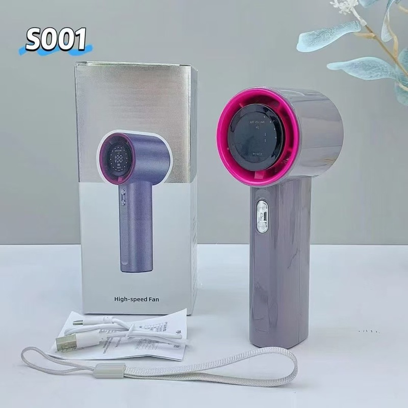 东南亚爆款S001手持高速小风扇usb充电100档数显迷你涡轮暴力风扇|undefined
