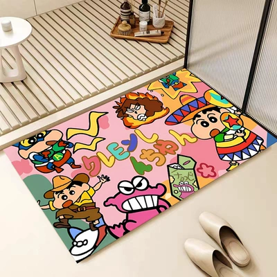 Cartoon Crayon Xiaoxin Diatom Mud Mat Bathroom Non-slip Absorbent Quick-drying Mat Entrance Door Easy-care Foot Mat