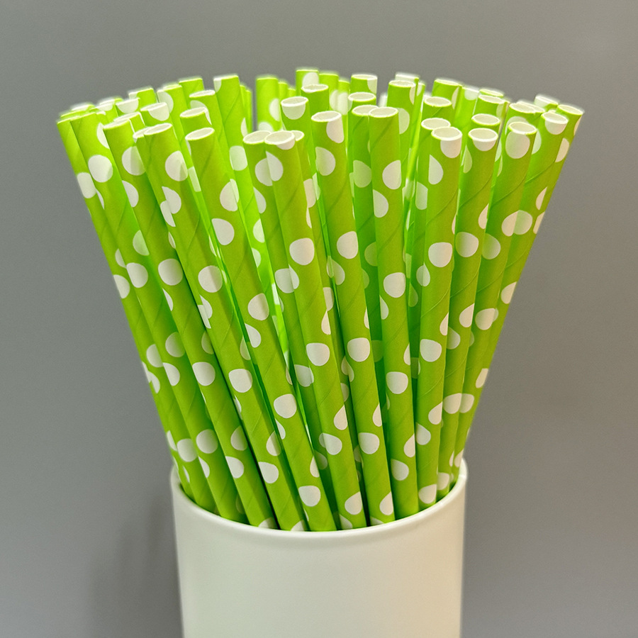 Gran cantidad en stock paja de papel desechable al por mayor paja de papel degradable paja de serie verde Verde Rayado fresco
