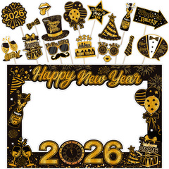 2026年新年派对搞笑拍照道具  跨年聚会拍照相框  新年装饰用品