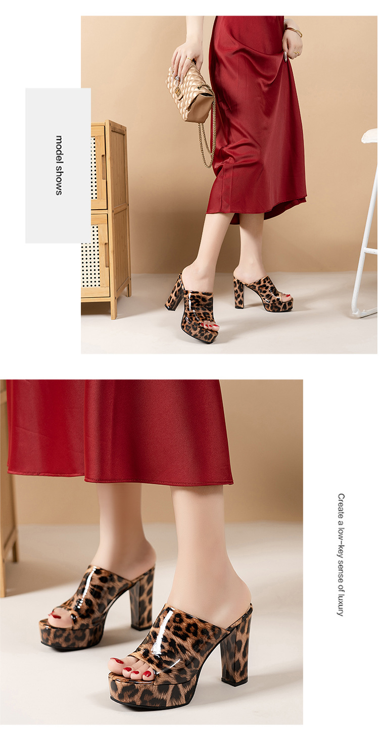 Women's Plus Size Leopard Print Sandals European American Style High Heels Chunky Heel Elegant Sexy Summer New Wish_vogvips.com