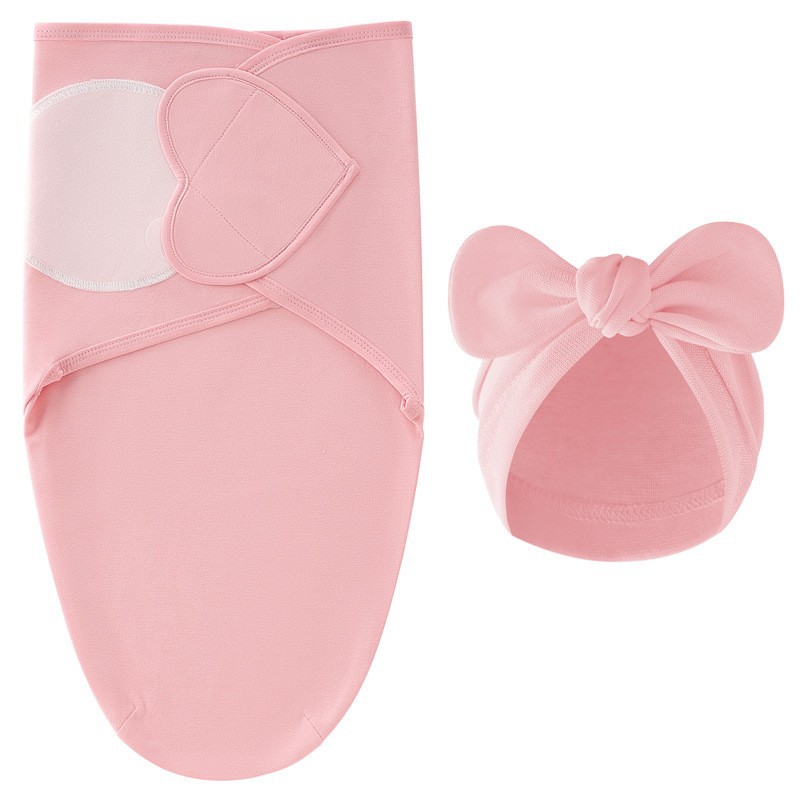 다크핑크 러브 스타일 스프링 실크 침낭 + 인디언 모자