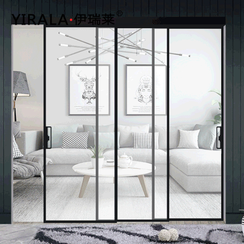 Kitchen Sliding Door, Ultra-Narrow Balcony, Living Room Glass Three-Way Sliding Door, Custom Hanging Rail, Simple Trackless Glass Door Kitchen Sliding Door, Ultra-Narrow Balcony, Living Room Glass Three-Way Sliding Door, Custom Hanging Rail, Simple Trackless Glass Door
