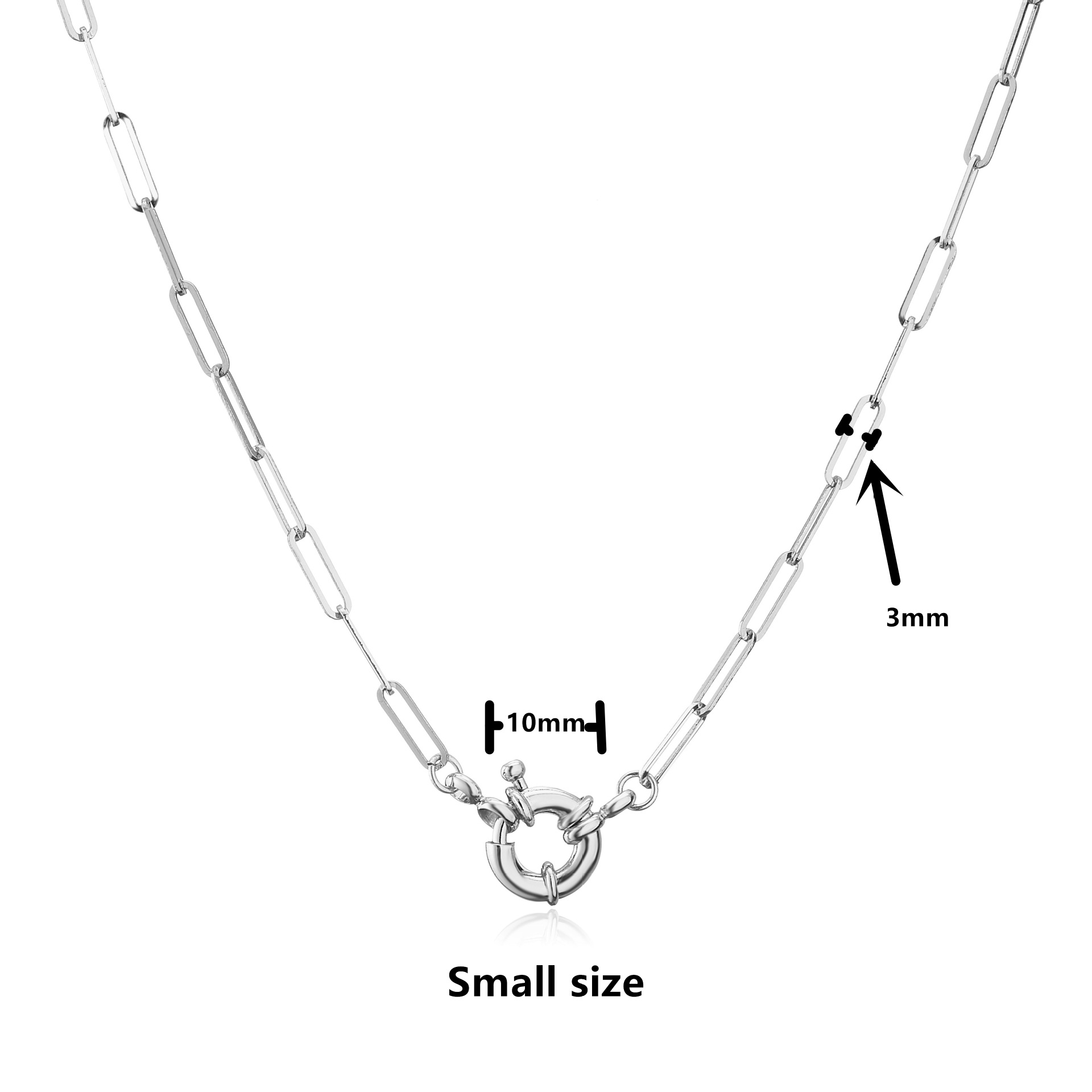 Hecheng Ornament Simple Steering Wheel Buckle Necklace Spring Fastener 18K Gold Plated Color Retaini