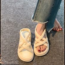 厚底罗马鞋女2023年夏天新款时尚法式镂空透气编织休闲沙滩凉鞋潮
