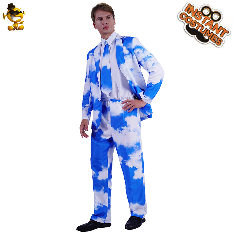 Traje de Halloween de los hombres de cielo azul y nubes blancas traje colorido traje Cosplay traje
