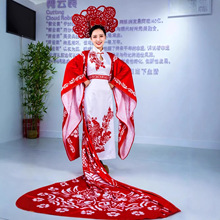 剪云裳 红白剪纸凤纹拖尾礼服 中式婚礼婚服 国风走秀演出服