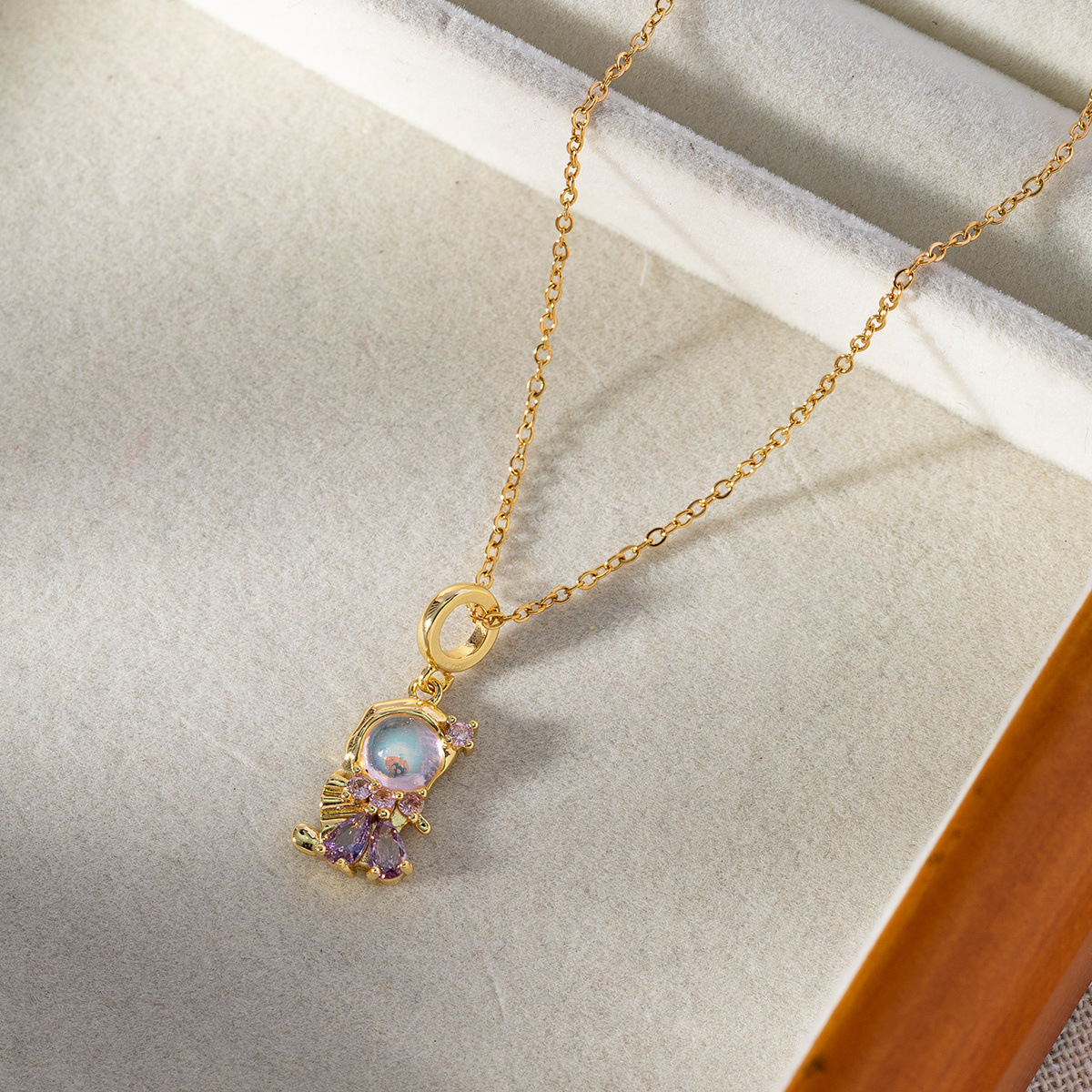 Cartoon Character Pattern Wholesale Jewelry Elegant Cartoon Character Copper Zircon Plating Pendant Necklace Cable Chain