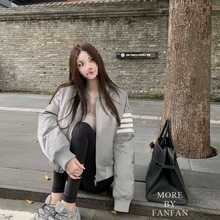 棉服女短款冬季新款小个子撞色飞行员夹克棒球加厚棉衣外套潮