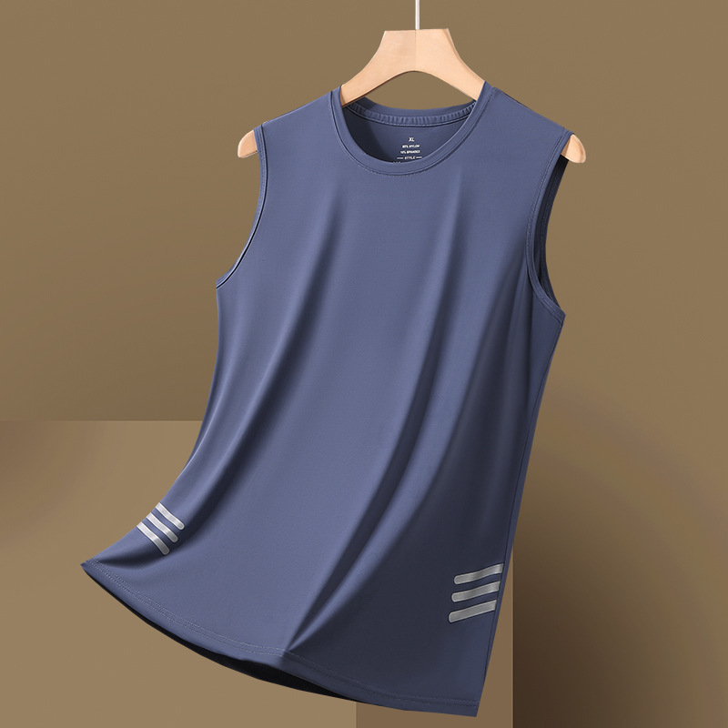 Chaleco de hielo de tamaño king para hombres de verano delgado transpirable hombro entrenamiento deportivo ropa de entrenamiento para hombres camiseta sin mangas