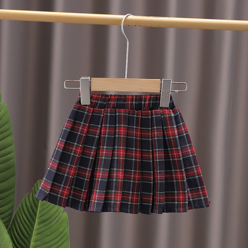 JINYONG Primavera y otoño nueva Falda plisada bordada para niños Falda corta anti-exposición falda de estilo preppy para niñas