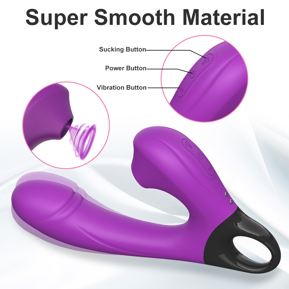 Multi Functional Sucking Vibration Massage Stick, Multi Frequency Female G-spot Stimulation Masturbator, Double Headed Simulation Penis, Sex Toy_voghion.com