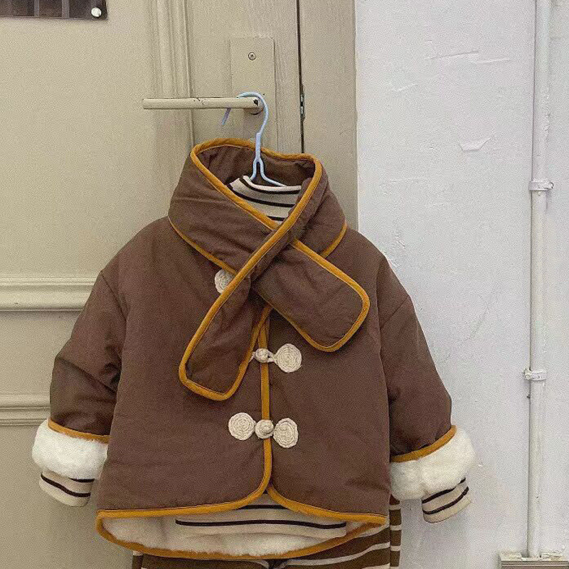韓國童裝2021冬裝新款男女寶寶洋氣加絨棉衣兒童保暖加厚外套棉襖