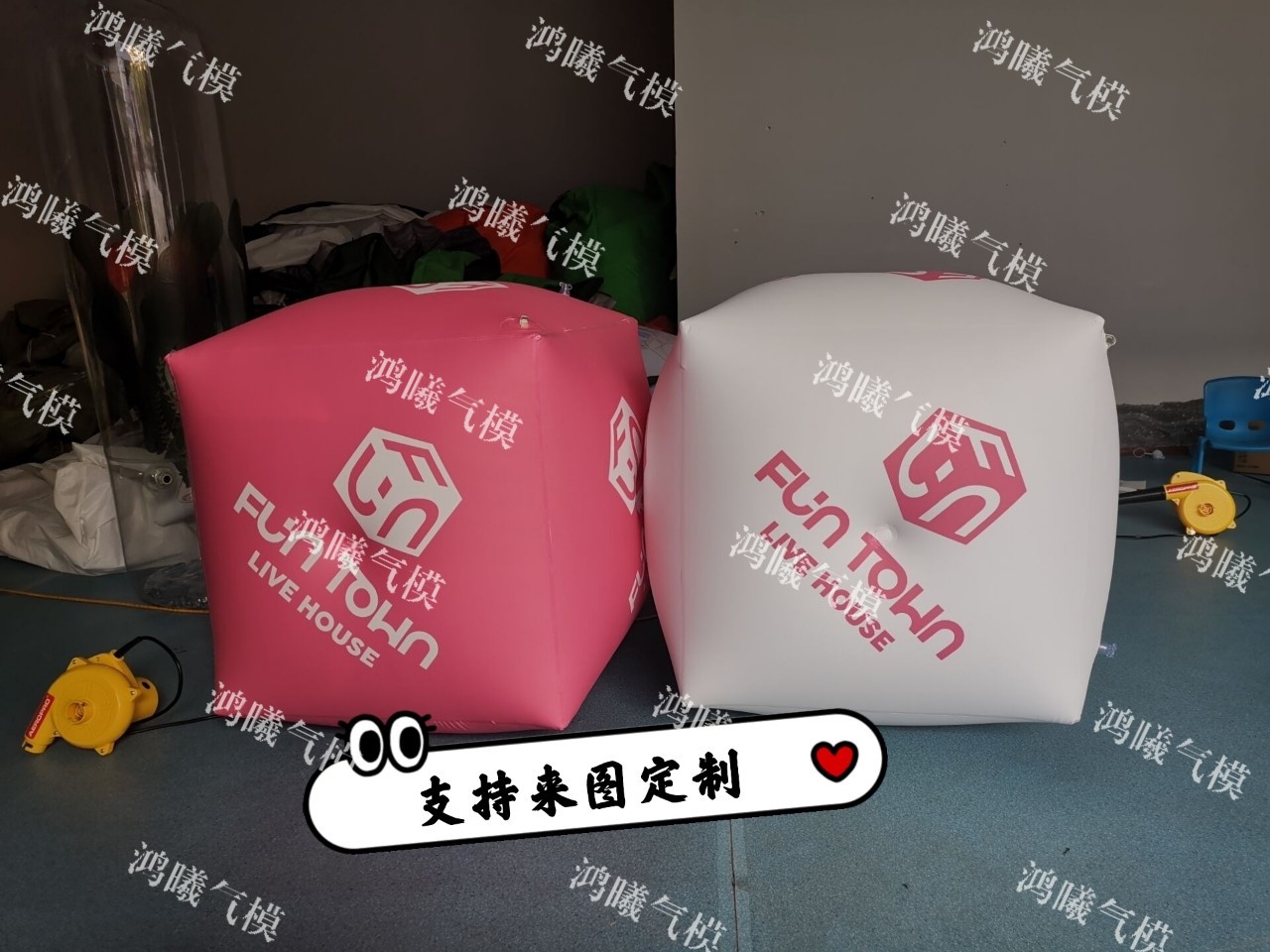 PVC方块升空飘球路标z充气盒子闭气魔方气模酒吧互动1m正方形气球